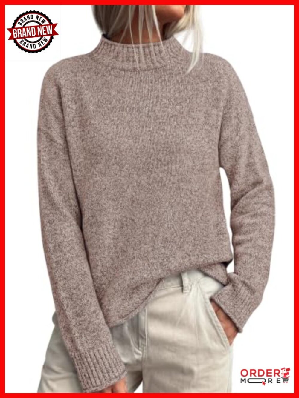 PRETTYGARDEN Women's Roll Mock Neck Ribbed Knit Sweater Fall Pullover